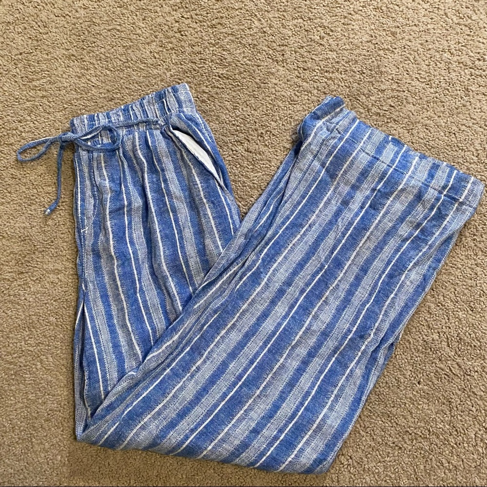 Briggs New York Linen Blend Blue and White Striped Pant